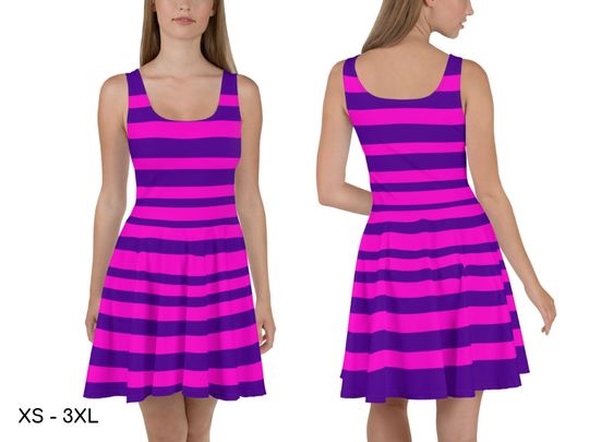 Discover Cheshire Cat Inspired Skater Dress for Adults Halloween Costume Cosplay Dress