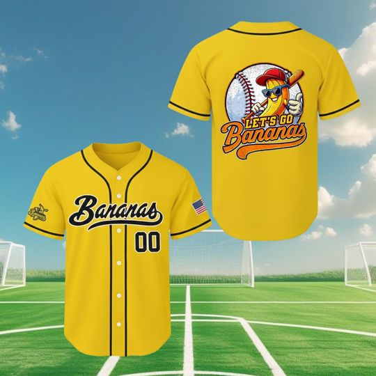 Discover Personalized Bananas Team Baseball Jersey, Funny Bananas Jersey, Let's Go Bananas Jersey, Custom Team Name Number, Gift For Savannah Fan