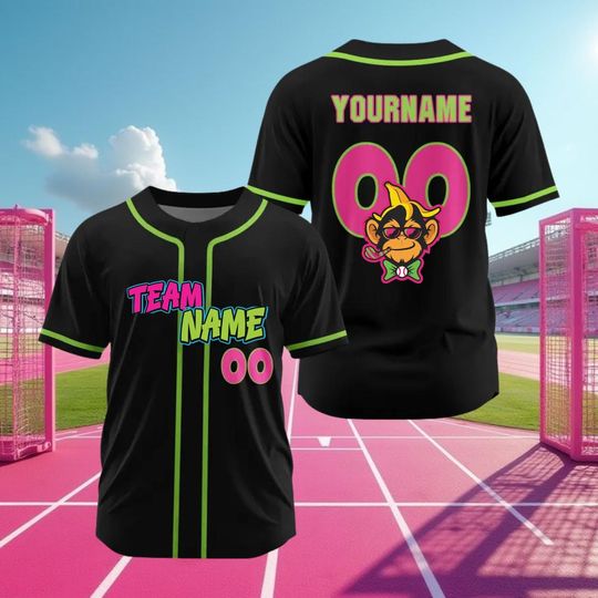 Discover Custom Animals Baseball Jersey, Personalized Name And Number Party Baseball Jersey, Matching Paint Splatter Jersey, Monkey Team Gift