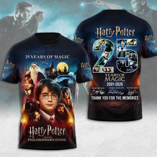 Discover Harry Potters and the Philosopher's Stone 25th Anniversary Movie 3D T-Shirt