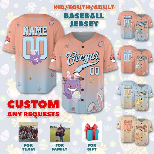 Discover Personalized Pocket Baseball Jersey, Personalized Easter Day Baseball Outfit, Custom Video Game Baseball Jersey, Easter Day gift