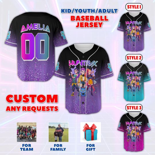 Discover Custom KDM Saja Girl Baseball Jersey, Custom Kpop idol Group Jersey, Kpop Gift for fans, Anime Lover Gift, Custom Baseball Jersey
