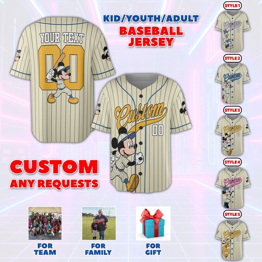Discover Custom Mouse And Friends Baseball Jersey, Custom Cartoon Lover Gifts, Custom Cartoon Baseball Jersey, Personalized Mouse Baseball Jersey