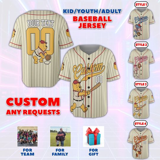 Discover Custom Cartoon Baseball Jersey, Personalized Cartoon Baseball Team Outfit, Personalized Cartoon Lover Gifts, Custom Family Matching Shirts