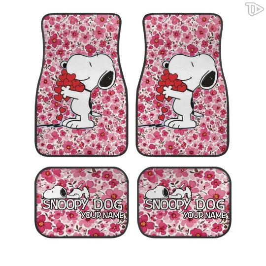 Discover Cute Cartoon Dog Floral Car Floor Mats