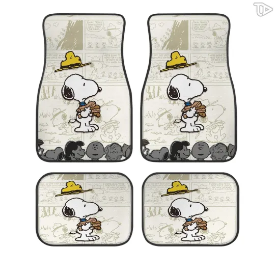 Discover Vintage Cartoon Dog Camping Car Floor Mats