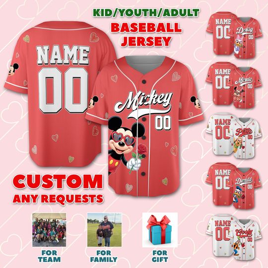 Discover Personalized Valentine Baseball Jersey, Personalized Valentine Baseball Outfit, Custom Cartoon Baseball Jersey, Happy Valentines Day