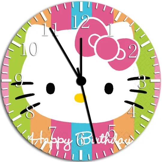 Hello Kitty Birthday Frameless Borderless Wall Clock Nice For Gifts or Decor