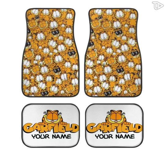 Garfield Car Floor Mats Set of 4 – Custom Name Auto Interior Cartoon Gift