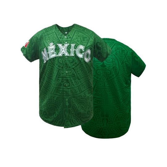 Men's Baseball Jersey Short Sleeve with "MEXICO" Breathable Loose Fit for Casual Parties, Sports & Outdoor Activities