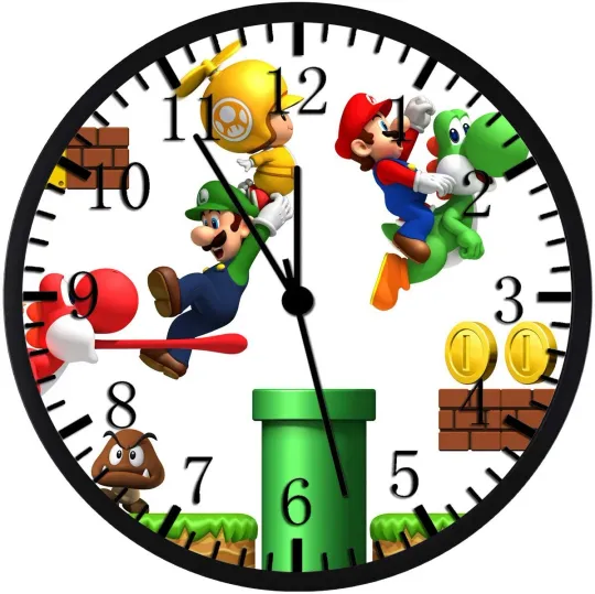 Super Mario Luigi Wall Clock