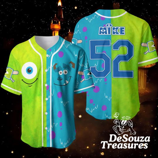 Discover Custom Name Number Colorful Monster Baseball Jersey, Funny Cartoon Team Sports Shirt