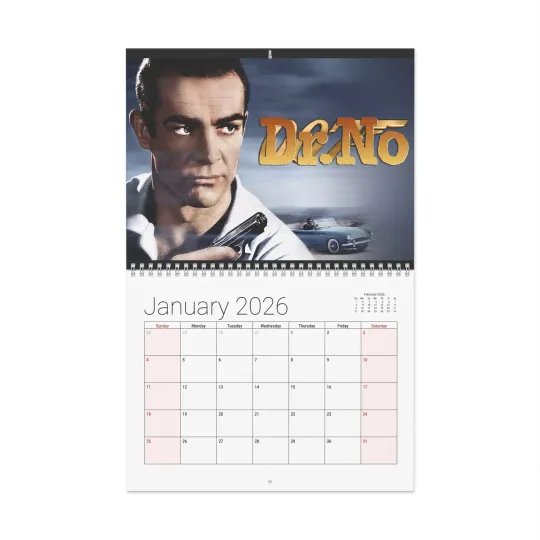 Discover James Bond 2026 Wall Calendar - Home Decor, Monthly