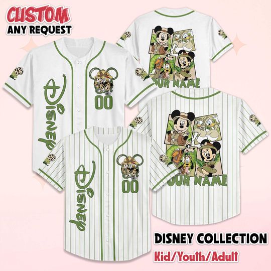 Discover Personalized Disney Animal Kingdom Baseball Jersey, Mickey and Friends Animal Kingdom Jersey, Family Matching Outfit, Birthday Gift Idea
