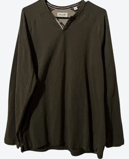 Discover Borgo 28 Men's XL Long Sleeve 1/4 Button Henley Shirt Olive Green