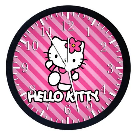 Discover Hello Kitty Black Frame Wall Clock Nice For Gifts or Decor