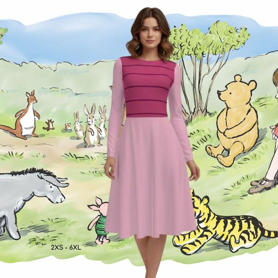 Winnie the Pooh Piglet Dress with Pockets for Women Halloween Cosplay
