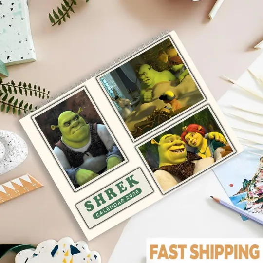 Discover Shrek 2026 Calendar 12 Month DreamWorks Fairy Tale Movie Decor