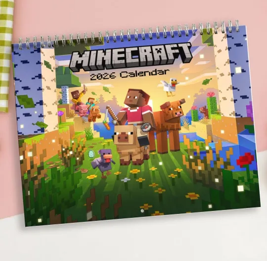 Discover 2026 Block Game Fan Calendar, 12-Month Gamer Room Decor & Pixel Art