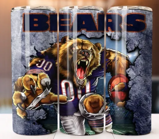 Discover Tumbler Cup Mug 20 oz Stainless Steel Football Bears Team