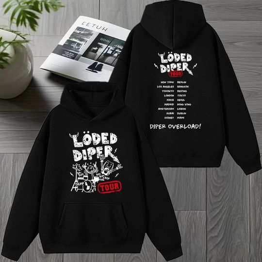 Discover Music group Loded Diper Diper Overload Tour 2026 Double Sided print Hoodie Unisex Fleece Sweatshirt Men women vintage pullover