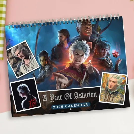 Discover 2026 A Year of Astarion Calendar, Baldur's Gate 3 Inspired Gaming Gift