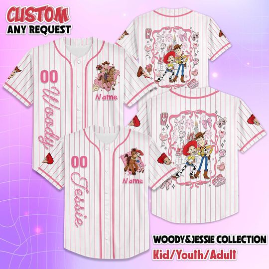 Discover Personalized Woody and Jessie Valentine Baseball Jersey, Disney Toy Story Baseball Shirt, Toy Story Fan Gift