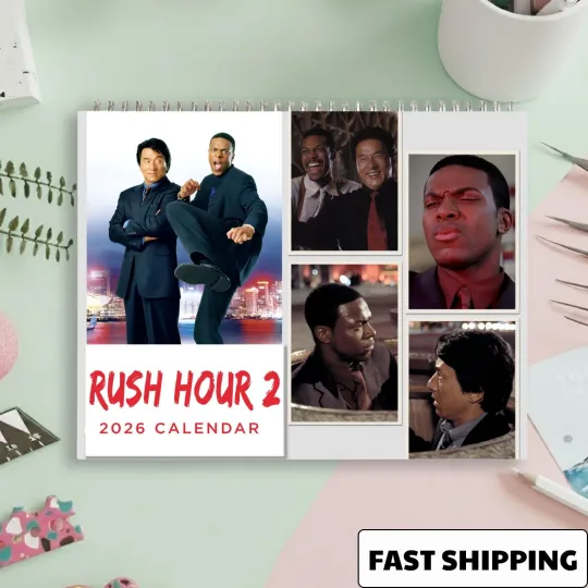 Discover Rush Hour 2 2026 Calendar Retro Movie Poster Minimalist Art Gift