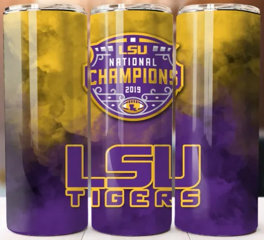 Discover Tumbler 20oz Mug Cup style w/ Straw Style Louisiana State LSU Tigers