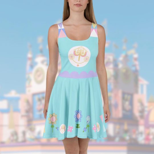 Discover Small World Disney Dress for Women, Disney Bounding and Rides Cosplay, Adult Skater Dress