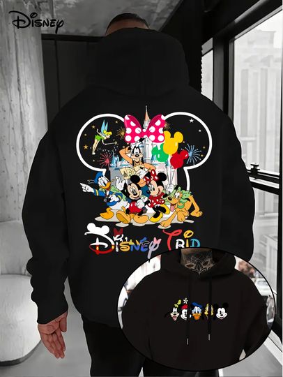 Men's Disney Family Trip Mickey Friend Hoodies Women Sweatshirt Unisex Pullover Autumn Winter Fleece Hoody Top Couple Oversized