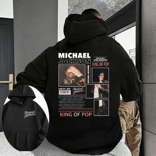 2025 Autumn/winter Michael Jackson Pop Graphic Hood Men's Retro Gothic Rock Sweater Cotton Hip-hop Punk Oversized Pullover