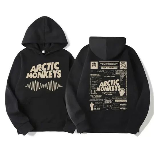 2025 Men's Vintage Rock Arctic Monkeys Hoodie; Large Vintage Hoodie with Music Album Pattern; Hip Hop Large Vintage Hood