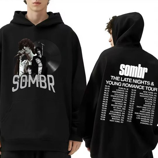 Discover Singer Sombr  Vintage Graphic Hoodie Men Women Harajuku Fashion Sweatshirt Long-sleeved Thick Hip-hop Winter Pullover Trendy Top