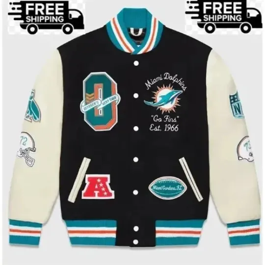 Discover Men's Miami Varsity Black White Jacket , Not Leather, Not Satin