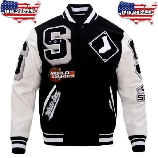 Discover Chicago Mashup Black and White Varsity Jacket, Not Leather, Not Satin