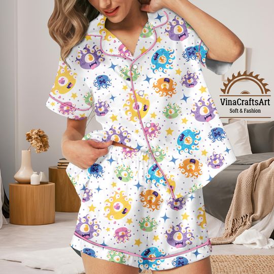 Discover Xanathar Beholder Pajamas, Beholder Pajama Set, Cute Fantasy Pajamas, Colorful Monster Pajamas, DND Sleepwear, Fun Nerd Gift