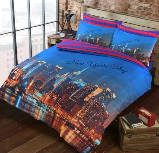 Discover 3D New York City Printed Duvet Cover Set with Pillowcases