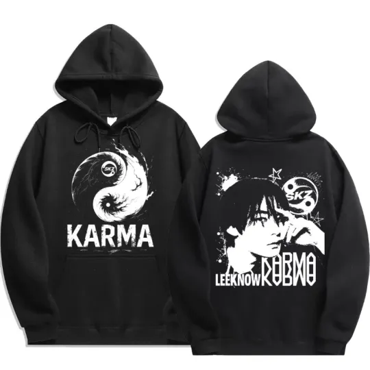 Discover KPOP's fourth album KARMA printed men's hoodie FELIX HAN BANGCHAN CHANGBIN HYUNJIN LEE fashion hoodie