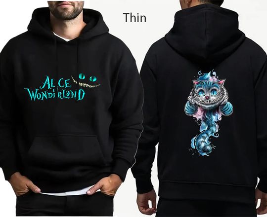 Discover Alice in Wonderland Mens Hoodies Pullover Hoodie Sweatshirts Boys Girls Thin Oversize Comfortable Black Sweatshirt Male Top