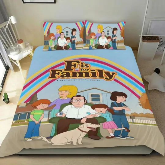 Discover F Is for Family Twin Lightweight Kids Duvet Cover Set Bedding 3 Pieces