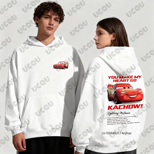 Discover 2026 The Cars Lightning Mcqueen & Sally Print Couples Cotton Hoodies For Men Women Autumn Winter Casual Sweatshirt Oversized Top