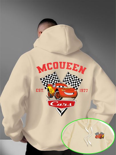 Discover Men's Disney Cars Lightning McQueen Hoodie Autumn Winter Fleece Unisex Trendy Street Style Loose Fashion Streetwear Oversized