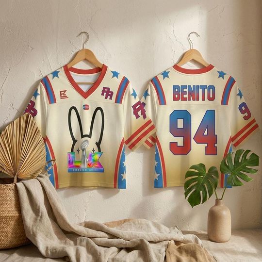 Discover Benito Crop Top Mesh Football Jersey, Puerto Rico Flag Crop Top Football Jersey Shirt