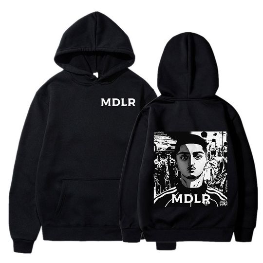 Discover Morad MDLR rapper pattern hoodie adult men's and women's hip-hop sweatshirt men's autumn and winter retro loose street pullover