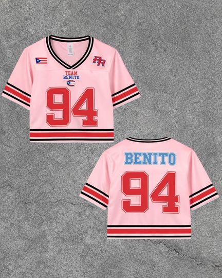 Discover Benito Crop Top Mesh Football Jersey, Puerto Rico Flag Crop Top Football Jersey Shirt