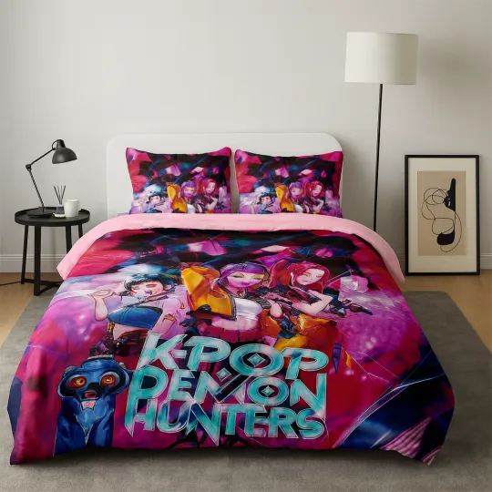 Discover 3-Piece K-Pop Demon Hunters Bedding Set Quilt Be