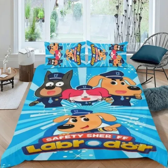 Discover 3-Piece Sheriff Labrador Bedding Set for Kids All Season
