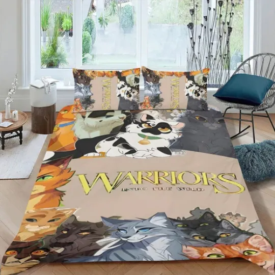 Discover 3-Piece Kids Bedding Set Warriors Cats Duvet Cover All Season Lightweight