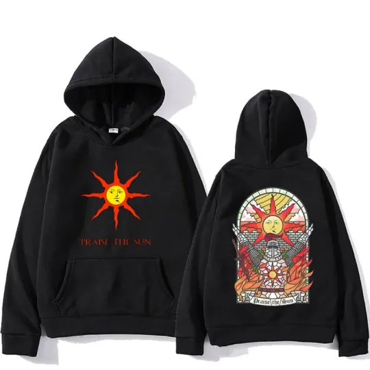 Discover Dark Souls Praise the Sun Printed Men's and Women's Hoodies Fashion Casual Pullover Autumn and Winter Men's Loose Hoodies
